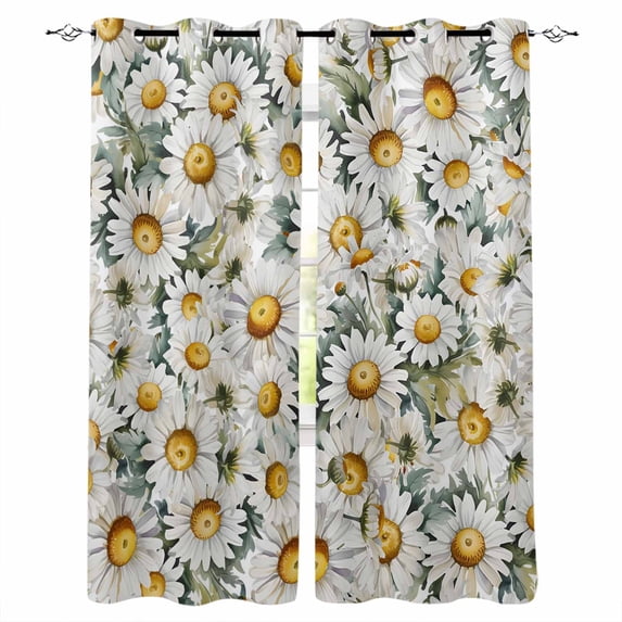 Farmhouse Daisy Blackout Curtains for Bedroom Living Room Darkening Curtains 54 Inch Long Spring Vintage Country Flower Plant Short Curtain for Small Window Treatment Grommet Drapes 42"x54"x2
