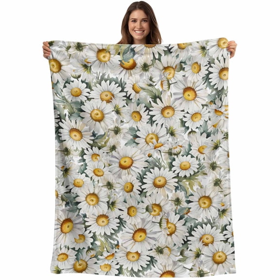 Farmhouse Daisy Blanket Soft Cozy Warm Throw Blanket for Couch, Plush Fuzzy Flannel Fleece Blankets for Sofa, Spring Vintage Country Flower Plant Bed Blankets Lightweight Gifts for Women, 30"x40"