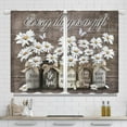 thumbnail image 1 of Farmhouse Daisy Floral Kitchen Curtains 26x36 Inch Length Rustic Brown Wooden Curtains Vintage Flower Small Short Cafe Kitchen Curtains Country Bathroom Window Treatment Tiers Drapes 2 Panels, 1 of 4