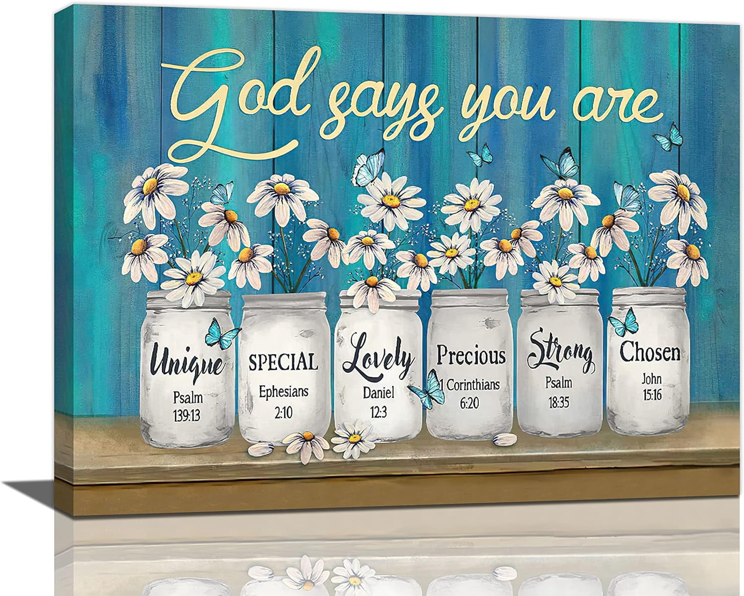 Farmhouse Daisy Flower Bathroom Decor Wall Art God Says You Are Rustic ...