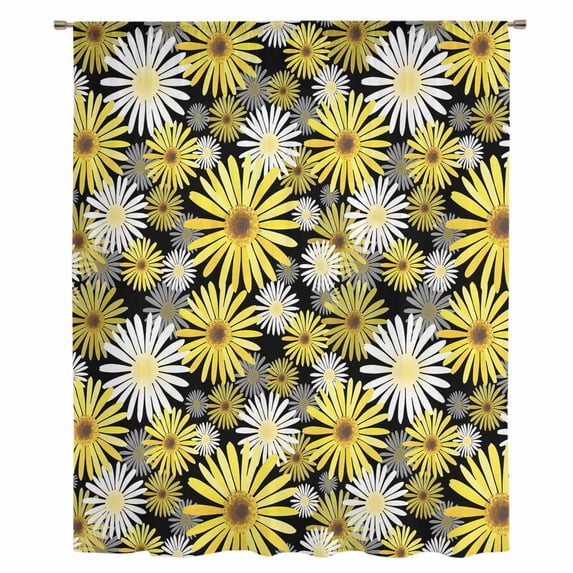 Farmhouse Daisy Sheer Curtains 72 Inches Long, Spring Watercolor Yellow White Floral Light Filering Curtains, Breathable Simi Curtain Privacy Drapes for Living Room Bedroom Window Treatment