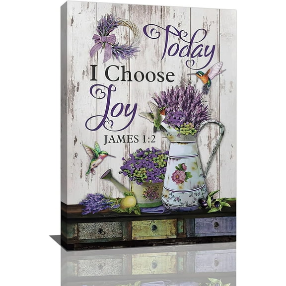 Farmhouse Daisy Wall Art Rustic Country Blue Flower Pictures Wall Decor Floral Just Breathe Painting Canvas Print Framed Home Artwork for Living Room Bedroom Bathroom Office 12"x16"