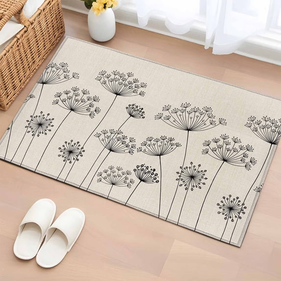 Farmhouse Dandelion Bathroom Rug Washable 2x3 Entryway Rug Non Slip Spring Modern Minimalist Country Flower Front Door Mat Low Pile Indoor Doormat Throw Floor Carpet for Kitchen Bedroom Entrance