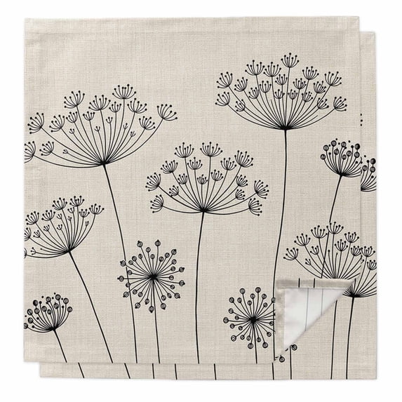 Farmhouse Dandelion Cloth Napkins, Spring Modern Minimalist Country Flower Washable and Reusable Dinner Napkins Set of 2, Table Napkin for Kitchen Party Birthday Wedding Hotel Housewarming 20"x20"