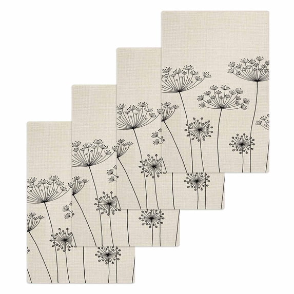 Farmhouse Dandelion Kitchen Dish Towels for Drying Dishes Set of 4, Spring Modern Minimalist Country Flower Waffle Weave Microfiber Hand Tea Bathroom Towels Quick Dry & Absorbent Towel 15.7x23.6