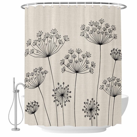Farmhouse Dandelion Shower Curtain, Waterproof Shower Curtains for Bathroom, Spring Modern Minimalist Country Flower Washable Fabric Bathtub Curtain Set Bath Decor with 12 Hooks Stall 36"x72"