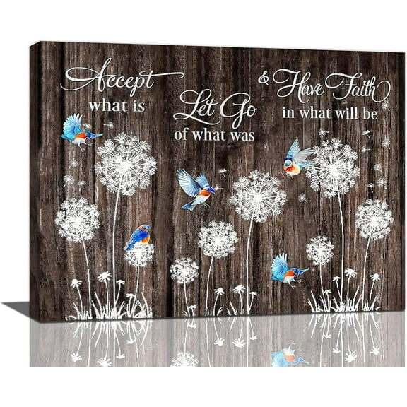 Farmhouse Dandelion Wall Art Rustic Florals Dandelion Pictures Wall Decor Hummingbirds Painting Farm Framed Artwork Canvas Country Home Decoration for Bathroom Bedroom Living Room 12"x16"