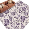 thumbnail image 1 of Farmhouse Dark Purple Floral Washable Area Rug 5 x 7 ft Linen Boho Paisley Flower Rustic , Soft Non Slip Rugs Stain Repellent Indoor Felt Carpet for Living Dining Room Bedroom Home Office, 1 of 9