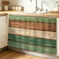 thumbnail image 1 of Farmhouse Dark Sage Green Brown Cabinet Curtain 28"W x 51"L, Vintage Wooden Striped Dust-Proof Privacy Curtain for Closet Shelves Self Adhesive, Sink Skirt for Bathroom Vanity Kitchen Laundry Room, 1 of 9