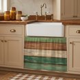 thumbnail image 1 of Farmhouse Dark Sage Green Brown Cabinet Curtains 28"W x 35"L, Vintage Wooden Striped Under Sink Skirt for Bathroom Vanity Kitchen Self Adhesive, Dust-Proof Privacy Curtain for Closet Shelves, 1 of 9