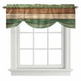 thumbnail image 1 of Farmhouse Dark Sage Green Brown Tie Up Valance Curtains for Windows, Kitchen Curtains Window Treatments, Vintage Wooden Striped Short Window Shades Valances for Bedroom Bathroom Cafe 42"x12", 1 of 8