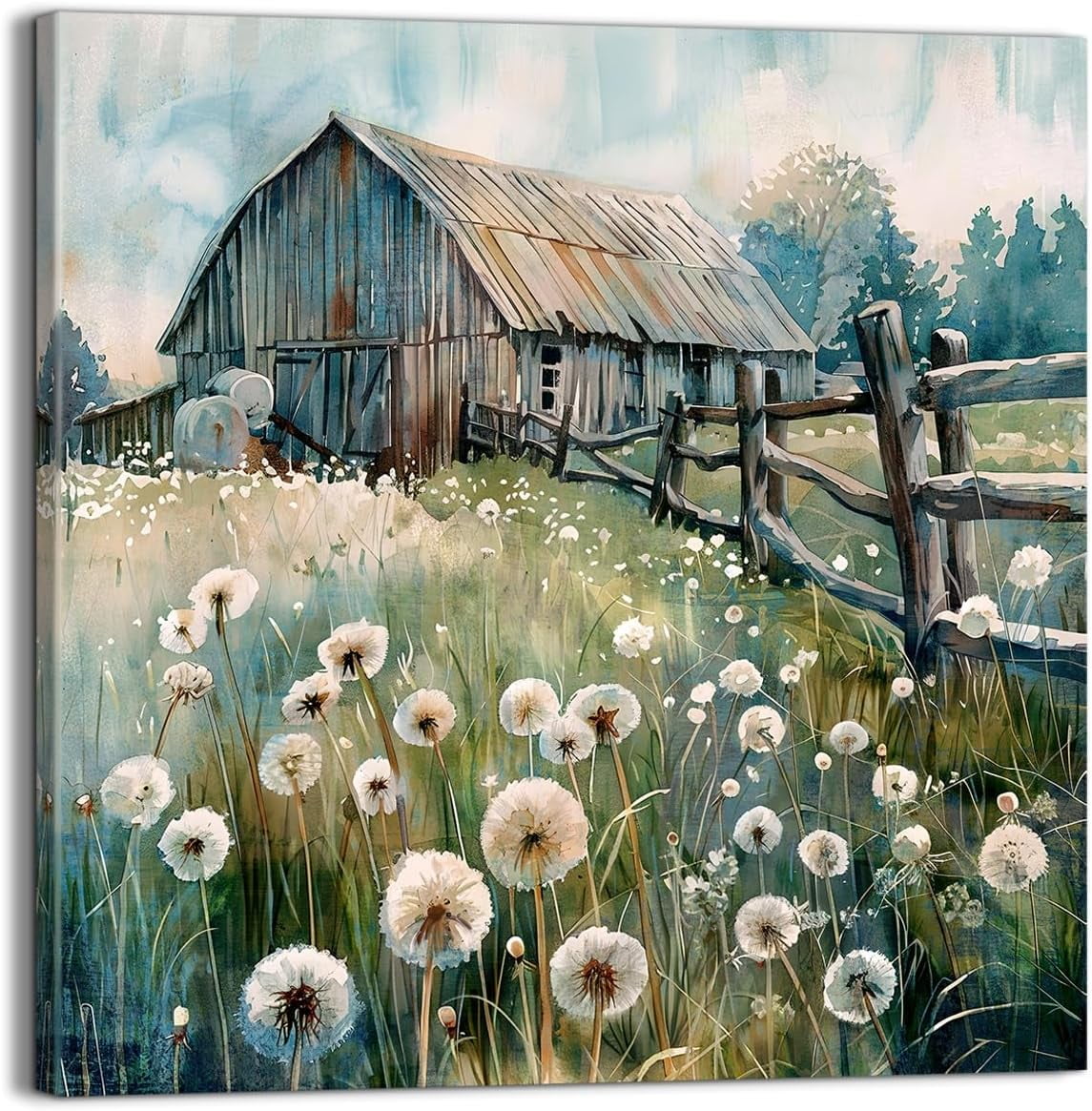 Farmhouse Decor Dandelion Wall Art Rustic Pictures Canvas Art Prints ...