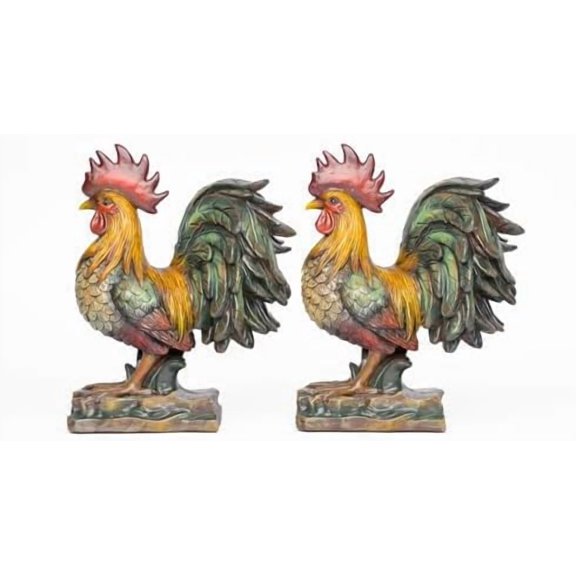 Farmhouse Decor, Decorative Roosters, Bookends, 2 Piece Set, Handcrafted, Chicken Lover Best Gift, Made in USA