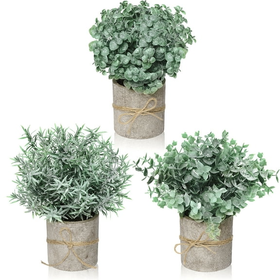 Farmhouse Decor for the Home, Farmhouse Bathroom Decorations - Modern Farmhouse Decorations for Farmhouse Bathroom or Farmhouse Table - Artificial Eucalyptus Plant Rustic Set of 3 Artificial Plants