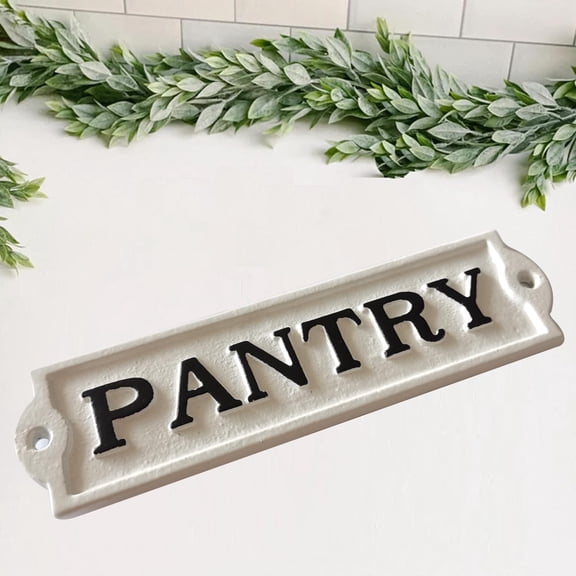 Farmhouse Decor Metal Pantry Signs - Cast Iron Door Room Plaques with "Pantry"