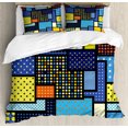 thumbnail image 1 of Farmhouse Decor Queen Size Duvet Cover Set, Oriental Moroccan Motifs in Ethnic Retro Colors Eastern Arabesque Boho Decor, Decorative 3 Piece Bedding Set with 2 Pillow Shams, Multi, by Ambesonne, 1 of 3