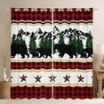 thumbnail image 1 of Farmhouse Decor,Rustic Bear Window Curtains 2 Panels 38"Wx54"L,Red and Black Checkered Buffalo Plaid Blackout Curtains,Woodland Western Texas Star Curtains & Drapes, 1 of 6