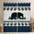 thumbnail image 1 of Farmhouse Decor,Rustic Black Bear Window Curtains 2 Panels 52"Wx63"L,Blue Checkered Buffalo Plaid Blackout Curtains,Woodland Lodge Cabin Pine Trees Pinecone Curtains & Drapes, 1 of 6