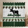 thumbnail image 1 of Farmhouse Decor,Rustic Moose Deer Window Curtains 2 Panels 38"Wx45"L,Green Checkered Buffalo Plaid 30%-50% Blackout Curtains,Woodland Lodge Cabin Pine Trees Pinecone Curtains & Drapes, 1 of 6