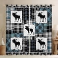 thumbnail image 1 of Farmhouse Decor,Rustic Moose Window Curtains 2 Panels 52"Wx84"L,Deer Hunter Blackout Curtains,Woodland Curtains & Drapes Patchwork Teal Blue Buffalo Checked Plaid Decor, 1 of 6