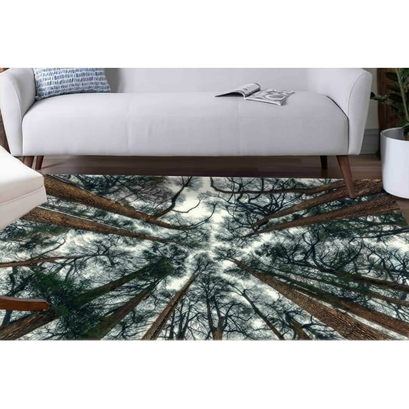 Farmhouse Decor, Small Rug, Tree Landscape Rug, Trees Rugs, Car Mat Rug, Easy To Clean Rug, Printed Rug, Floor Rug, View Rug, Outdoor Rugs, 2.3'x3.3' - 70x110 cm
