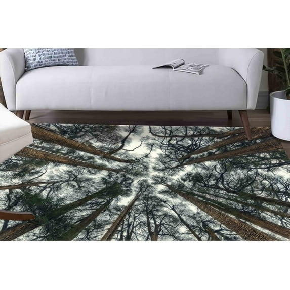 Farmhouse Decor, Small Rug, Tree Landscape Rug, Trees Rugs, Car Mat Rug, Easy To Clean Rug, Printed Rug, Floor Rug, View Rug, Outdoor Rugs, 2.6'x9.2' - 80x280 cm