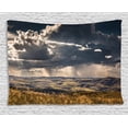 thumbnail image 1 of Farmhouse Decor Tapestry, Puffy Clouds in Sky over Mountains Rough Valley Canyon Natural Wonders Concept, Wall Hanging for Bedroom Living Room Dorm Decor, 80W X 60L Inches, Multi, by Ambesonne, 1 of 2
