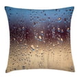 thumbnail image 1 of Farmhouse Decor Throw Pillow Cushion Cover, Close Up Rain Drops on Glass Natural Sprays Sphere Azure Picture, Decorative Square Accent Pillow Case, 18 X 18 Inches, Metallic Blue Beige, by Ambesonne, 1 of 2
