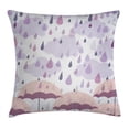 thumbnail image 1 of Farmhouse Decor Throw Pillow Cushion Cover, Double Exposure Umbrella Parasol Motifs on Nostalgic Polka Dots Backdrop, Decorative Square Accent Pillow Case, 18 X 18 Inches, Lilac Pink, by Ambesonne, 1 of 2