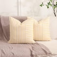 thumbnail image 1 of Farmhouse Decor Yellow Neutral Pillow Covers 20x20 Set of 2 Yellow Striped Patchwork Boho Pillows for Home Couch and Sofa, 1 of 6