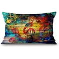 thumbnail image 1 of Farmhouse Decorative Outdoor Throw Pillow Covers for Couch Sofa Bed Colorful Collage with Music Notes and The Violin Clef Pillow Cover Modern Decor Pillow Case 12 x 20 Inch, 1 of 6