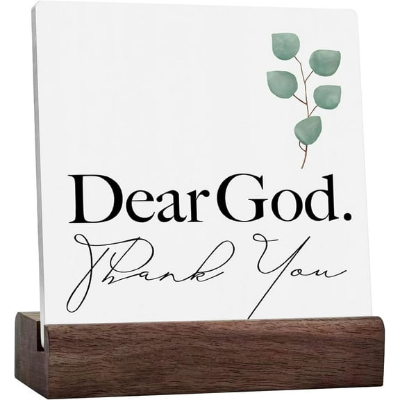 Farmhouse Decorative Signs Plaques Desk Decor, Christian Saying Quote Rustic Religious Home Office Decor For Living Room Bedroom Bathroom Kitchen Shelf Table Ceramic Sign