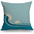 thumbnail image 1 of Farmhouse Decorative Throw Pillow Cover Big Ocean Wave and Tropical Island Decoration Home Decor Cotton Linen Cushion Case for Sofa Couch, 18" x 18", 1 of 6