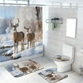 thumbnail image 1 of Farmhouse Deer 4 Pcs Bathroom Sets Vintage Country Winter Forest Wildlife 4 Pcs Shower Curtain Sets Non-Slip Bath Rugs, Toilet Cover, U-Shaped Mat, 1 of 4