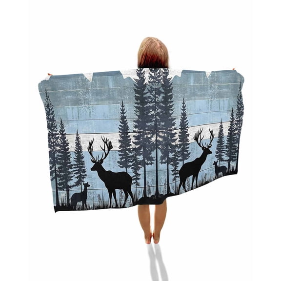 Farmhouse Deer Beach Towels Oversized Super Absorbent, Vintage Country Forest Mountain Wooden Lightweight Bath Towel Quick Dry Sets For Bathroom/Pool/Rv Camping/Beach Play/Gym Room/Picnic 23"x47"