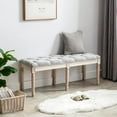 thumbnail image 1 of Farmhouse Dining Bench 48" Long Vintage Tufted Bench with Wood Legs Upholstered Entryway Bench Fabric End of Bed Bench for Bedroom Living Room Hallway, Grey, 1 of 7