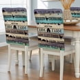 thumbnail image 1 of Farmhouse Dining Chair Back Cover Only, Barn Cow Pig Chicken Brown Teal Ombre Wood Grain Set of 4 Chair Back Covers, Removable Washable for Dining Room, Banquet & Holiday Decoration, 1 of 9