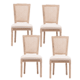 thumbnail image 1 of Farmhouse Dining Chairs, Antique Painting Linen Fabric Side Chair, Leisure Padded Ring Chair, Armless Solid Wood Upholstered Dining Chair Square Rattan Back, Parson Chairs(Cream,Set of 4), 1 of 9