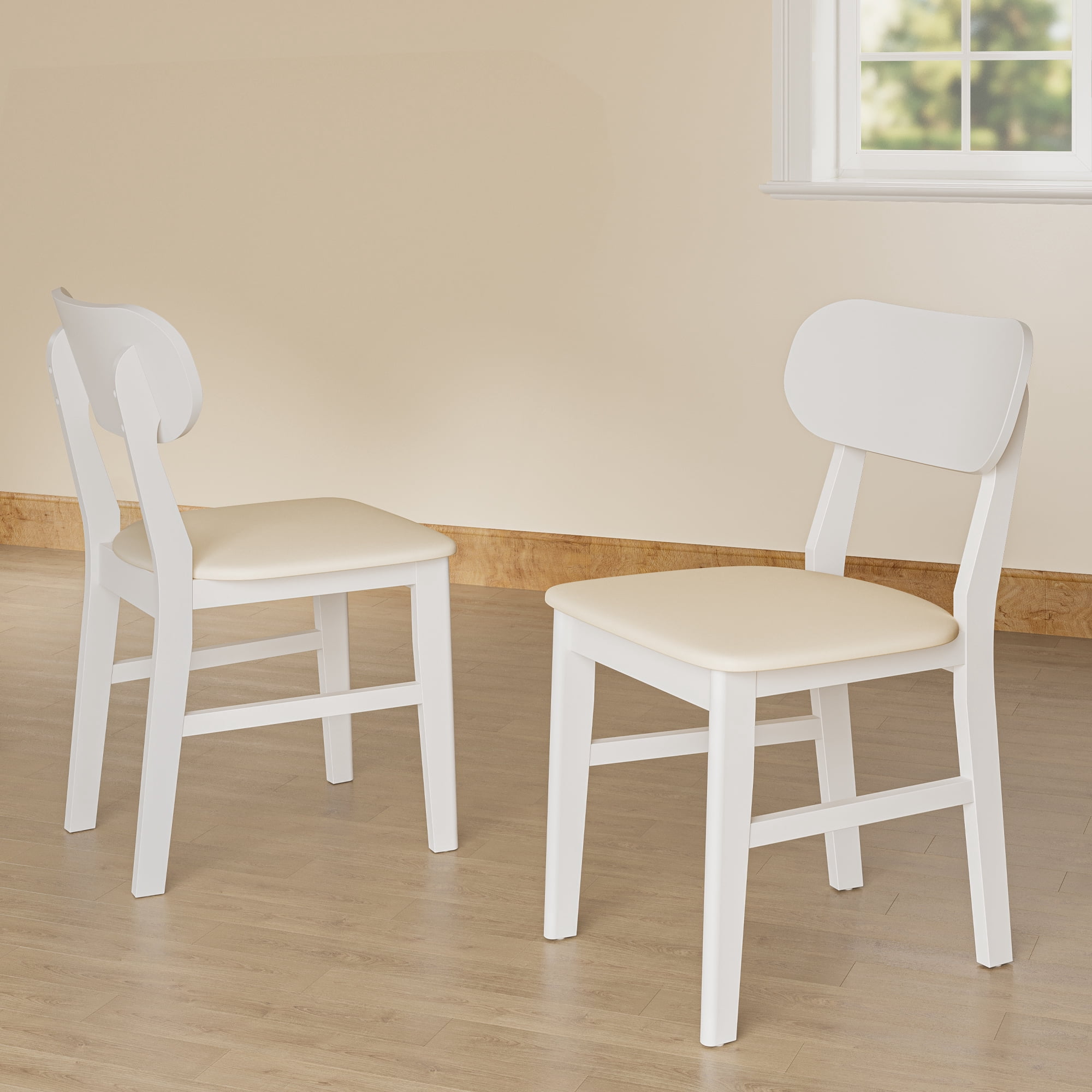 Farmhouse Dining Chairs Set of 2, Modern Faux Leather Upholstered Kitchen&Dining Room Chairs, Side Seating for Kitchen, Dining Room, Living Room, Home Office, Terrace, Courtyard
