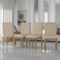 thumbnail image 1 of Farmhouse Dining Chairs Set of 4, Wood Upholstered Fabric Dining Room Chairs with Nail-head, 2.75" Thickness Cushion and Curved Chair Back, Antique-bronze High Back Chairs, Natural Wood Wash, 1 of 9