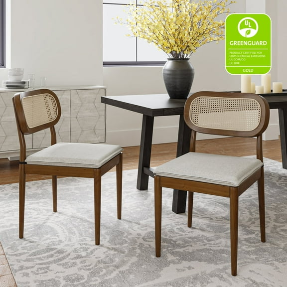 Farmhouse Dining Chairs Set of 2 Rattan Side Chairs Solid Wood Home Kitchen Restaurant