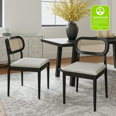 Farmhouse Dining Chairs Set of 2 Rattan Side Chairs Solid Wood Home Kitchen Restaurant