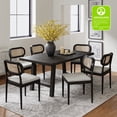 thumbnail image 1 of Farmhouse Dining Chairs Set of 6 Rattan Side Chairs Wood Legs Removable Cushion Home Kitchen Restaurant, 1 of 8