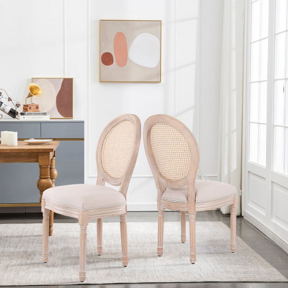 Farmhouse Dining Room Chairs Set of 2, French Chairs with Round Back, Rattan Dining Chair, Oval ...