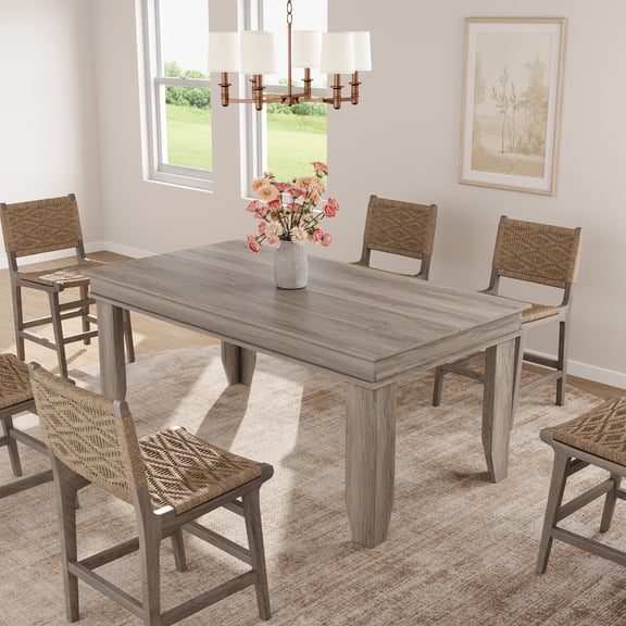 Farmhouse Dining Table for 6-8 – 71" Large Rectangular Wooden Table – Sturdy Non-Extendable Frame – Modern Dining Room Furniture – Perfect for Family Gatherings