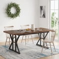 thumbnail image 1 of Farmhouse Dining Table For 6 People, 70.8-Inch Rectangular Rustic Wood Table With Heavy Duty Metal Legs, Multifunctional Kitchen Table For Dining Room (Brown&Black), 1 of 7