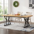 thumbnail image 1 of Farmhouse Dining Table For 6 People, 70.8-Inch Rectangular Rustic Wood Table With Heavy Duty Metal Legs, Multifunctional Kitchen Table For Dining Room (Light Walnut&Black), 1 of 7