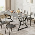 thumbnail image 1 of 70.9" Rectangular Wood Dining Table for 6,  with Metal Legs – Perfect for Family Gathering（Gray）, 1 of 7