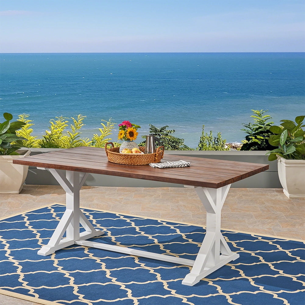 Farmhouse Dining Table Rectangular Dinner Table With Acacia Wood Frame ...