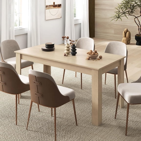 Farmhouse Dining Table for 4-6, 63 Inch Large Wooden Kitchen Table with Sturdy Legs